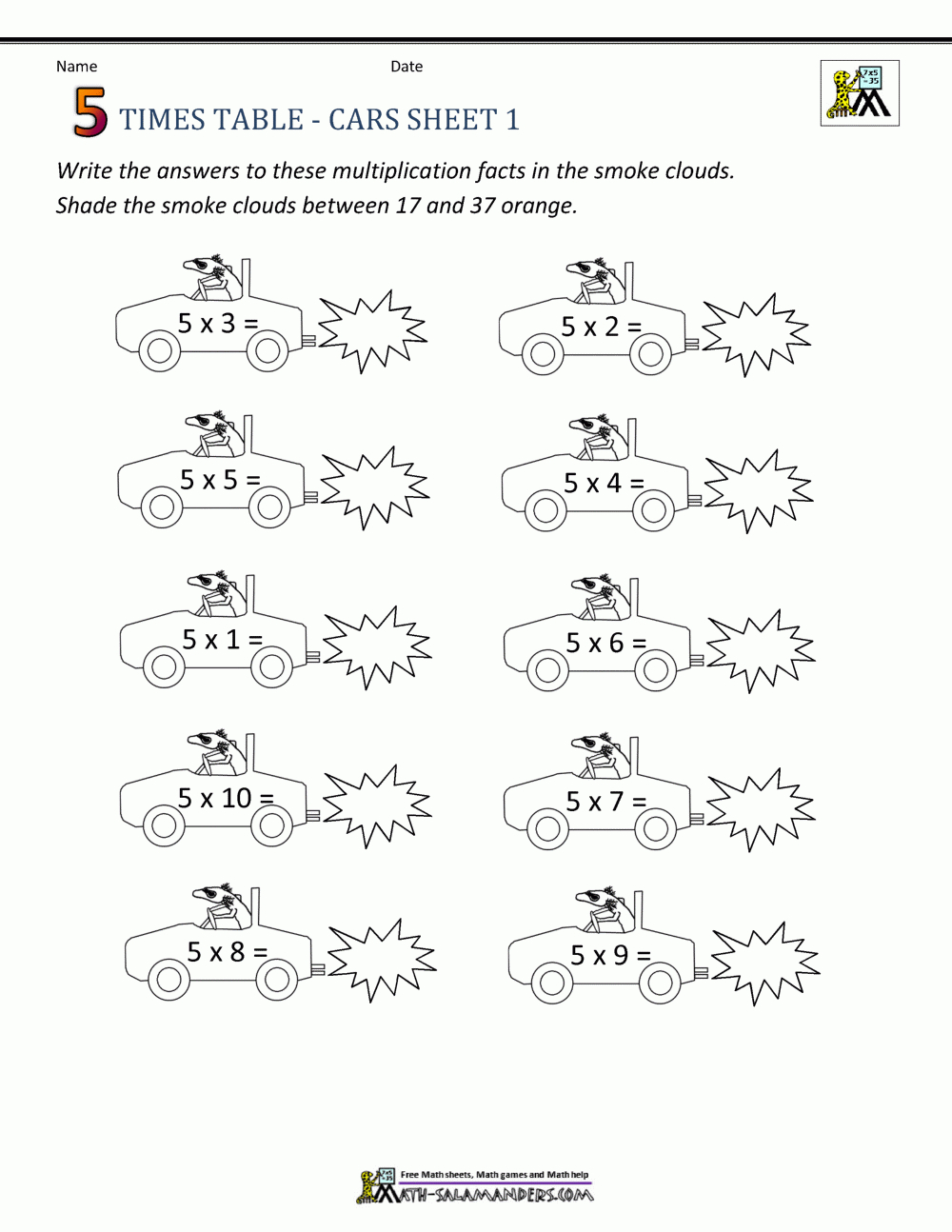 Times Table Math - 5 Times Table Sheets regarding Multiplication Worksheets 4S And 5S