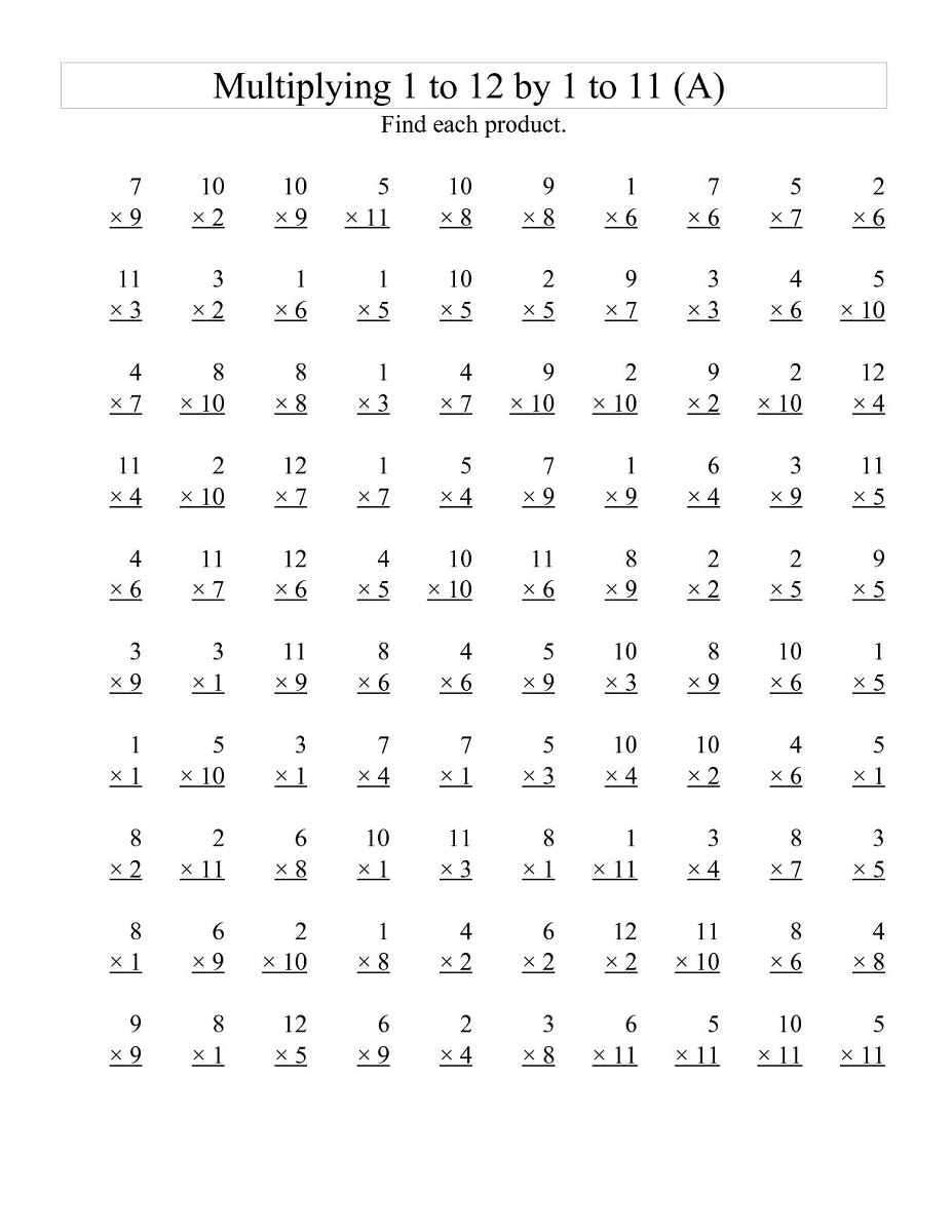 Times Table Worksheets 1-12 | Activity Shelter inside Printable Multiplication Sheets 1-12