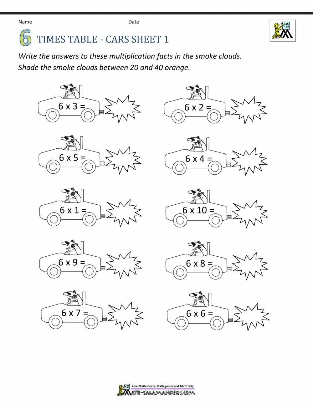  Printable Multiplication Worksheets 6 Times Tables Printable Multiplication Flash Cards