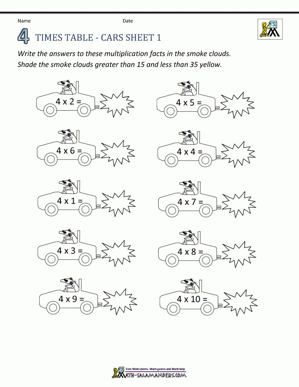 Times Tables For Kids - 4 Times Table Sheets in Printable Multiplication 4S