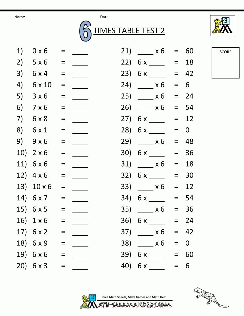 Times Tables Tests - 6 7 8 9 11 12 Times Tables throughout Multiplication Worksheets 6 7 8 9