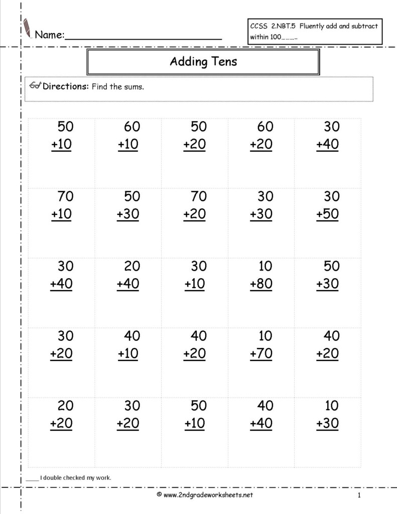 Two Digit Addition Worksheets intended for Multiplication Worksheets 50 Problems