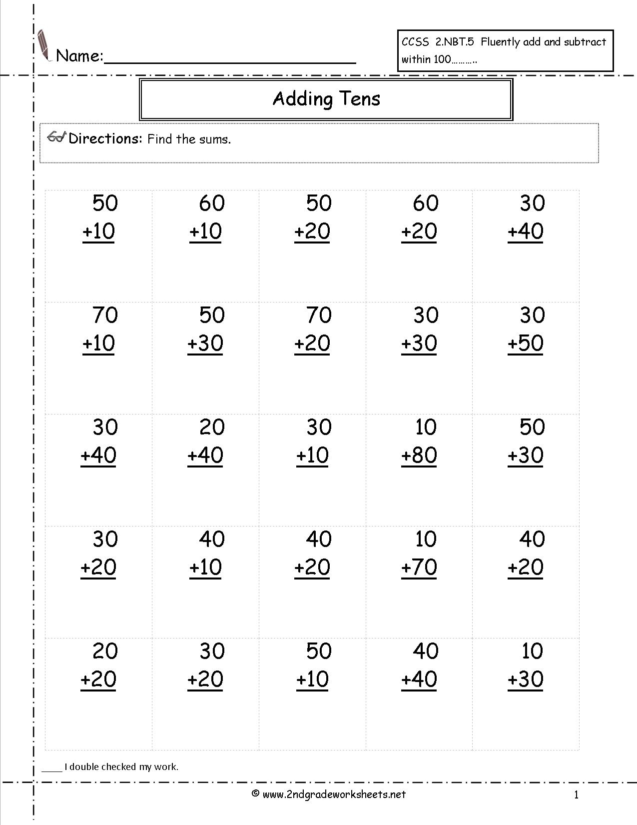 Two Digit Addition Worksheets intended for Multiplication Worksheets 50 Problems