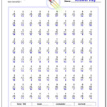Two Minute Addition Worksheets Pertaining To Printable Multiplication Problems 100