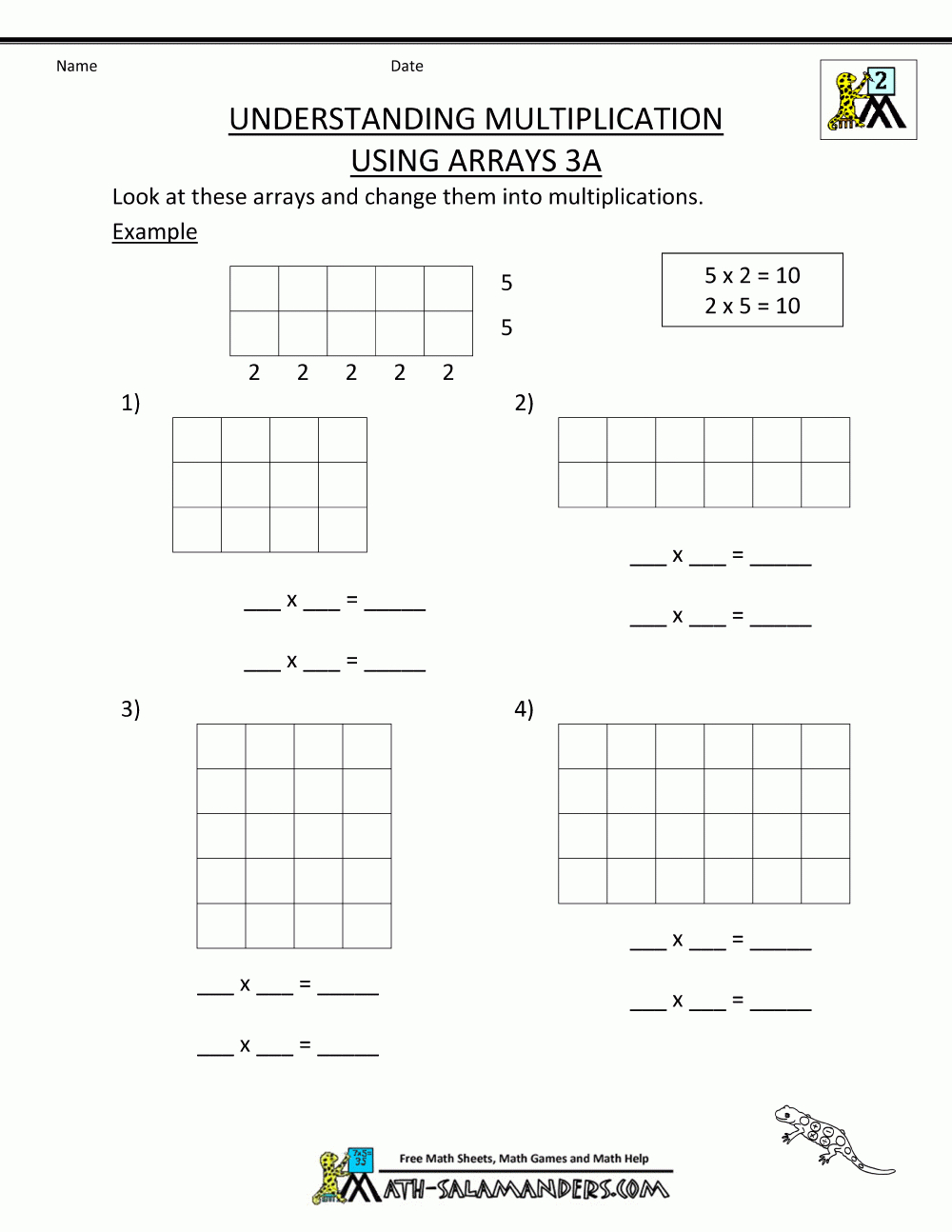 Understanding Multiplication Using Arrays 3A | Free with Printable Multiplication Array Worksheets