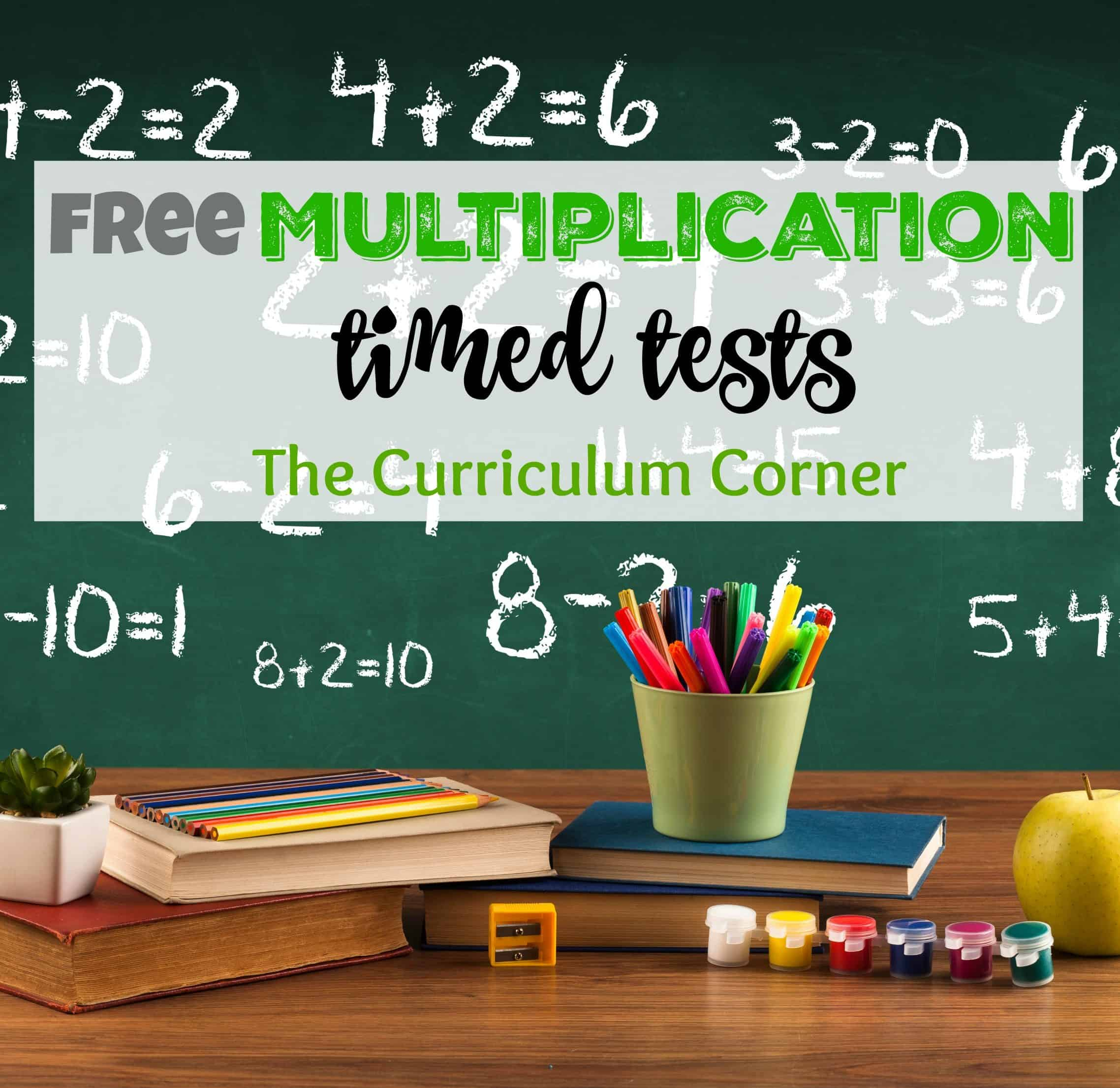 Updated* Multiplication Timed Tests - The Curriculum Corner 123 in Printable Multiplication Timed Tests