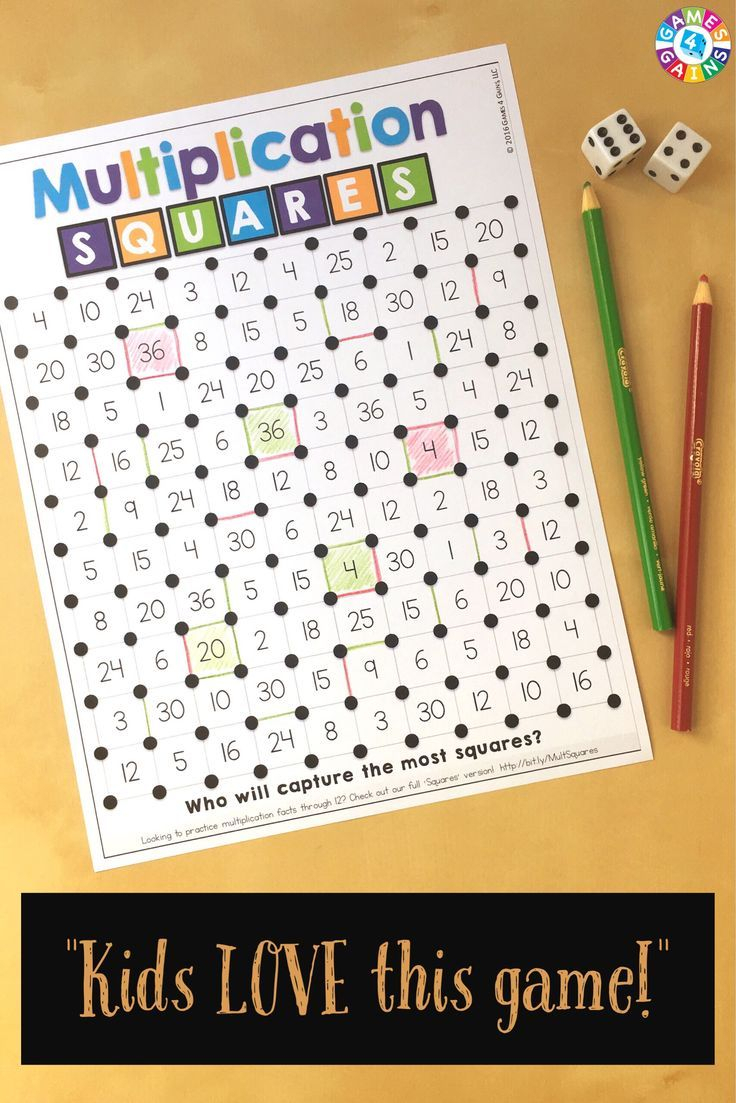 We&amp;#039;ve &amp;quot;mathified&amp;quot; The Squares Game! | Fun Classroom for Printable Multiplication Squares Game