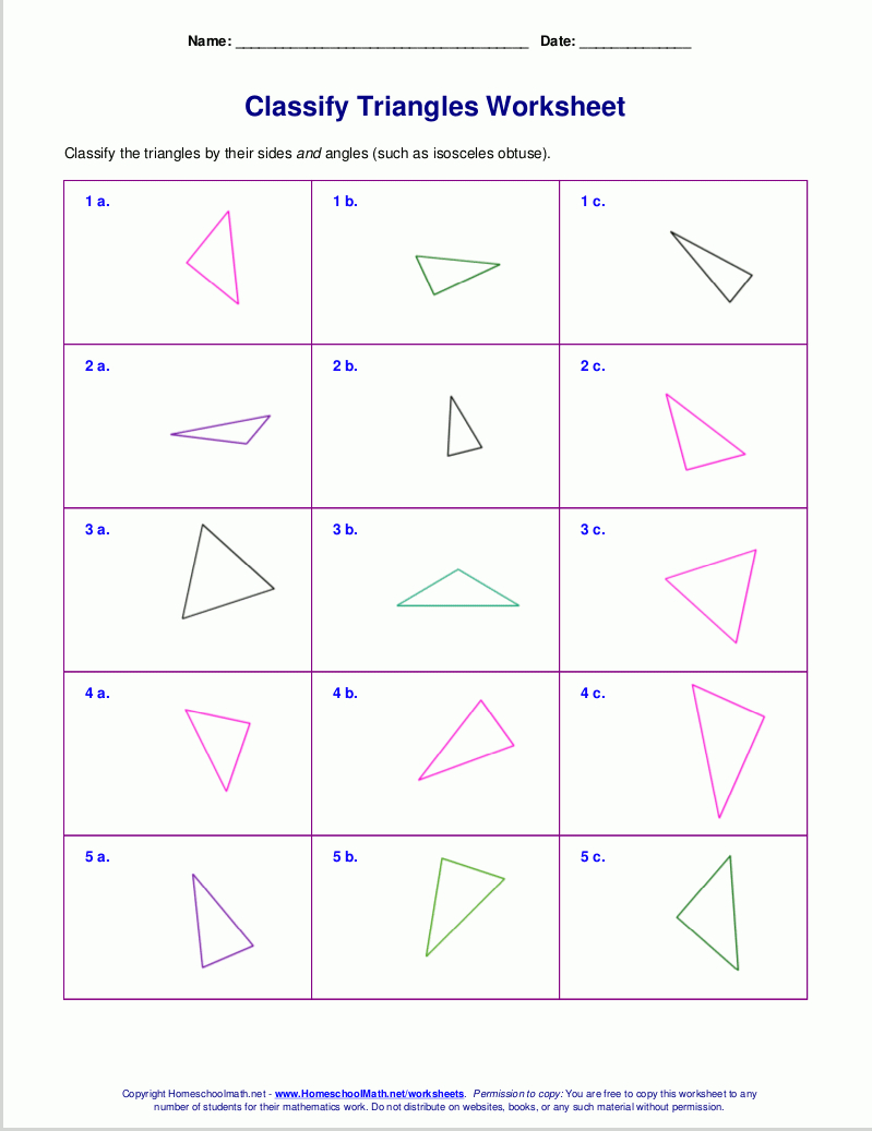 Worksheets For Classifying Trianglessides, Angles, Or pertaining to Printable Multiplication Triangles Worksheets For Classifying Trianglessides, Angles, Or pertaining to Printable Multiplication Triangles