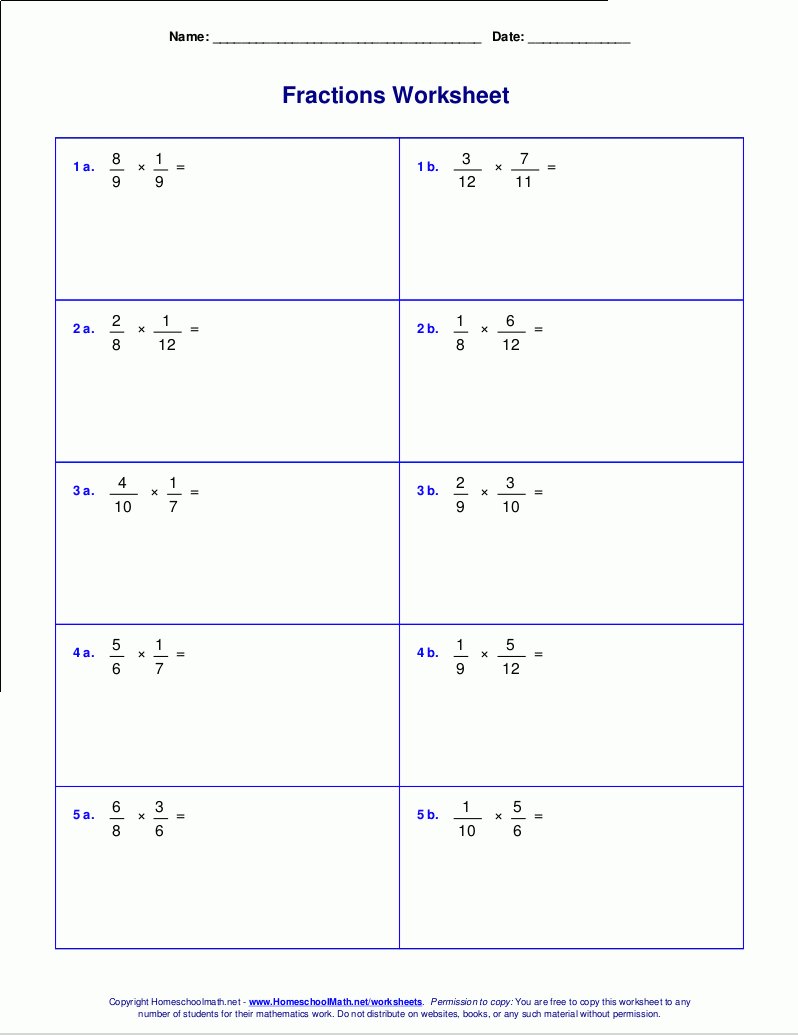 Worksheets For Fraction Multiplication for 6 Multiplication Worksheets Pdf