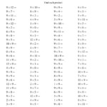 100 Horizontal Questions -- 90-12 (A) regarding Printable Multiplication Test 0-12
