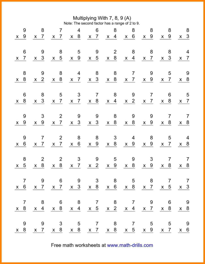 100 Multiplication Math Facts Practice Throughout Printable 100 Multiplication Facts