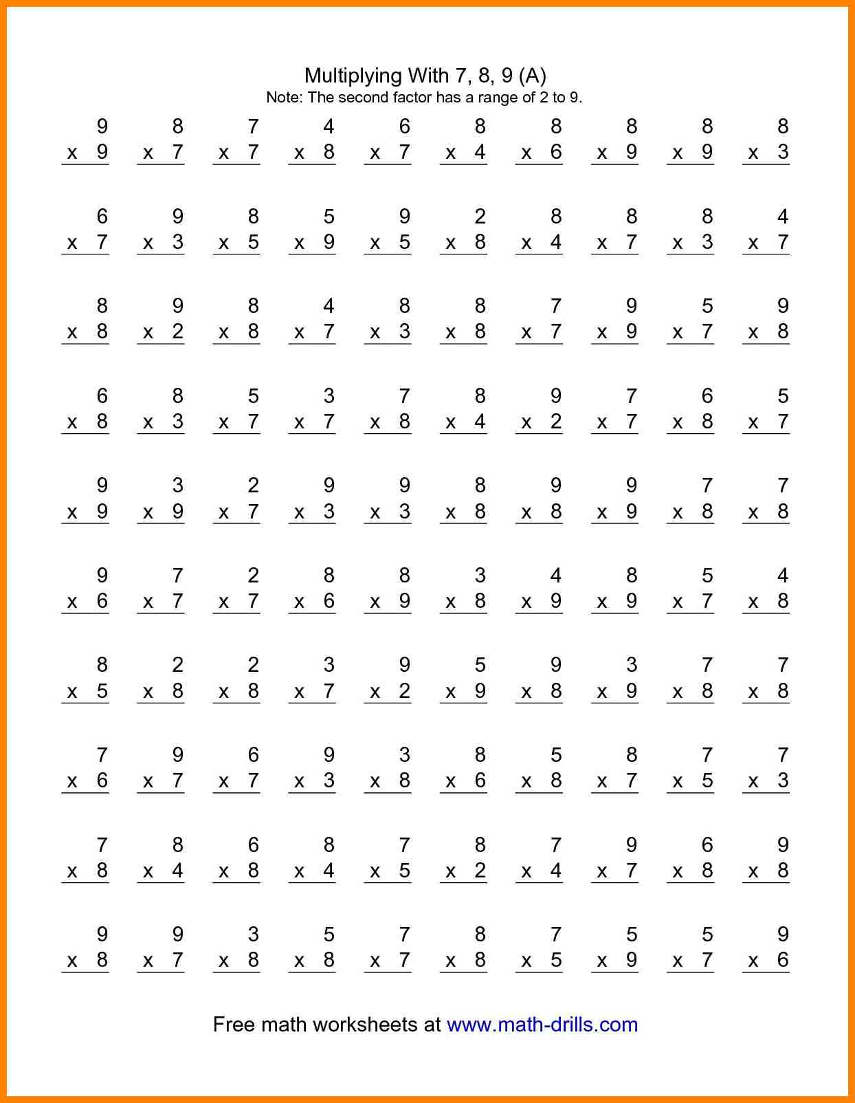 Printable 100 Multiplication Facts PrintableMultiplication