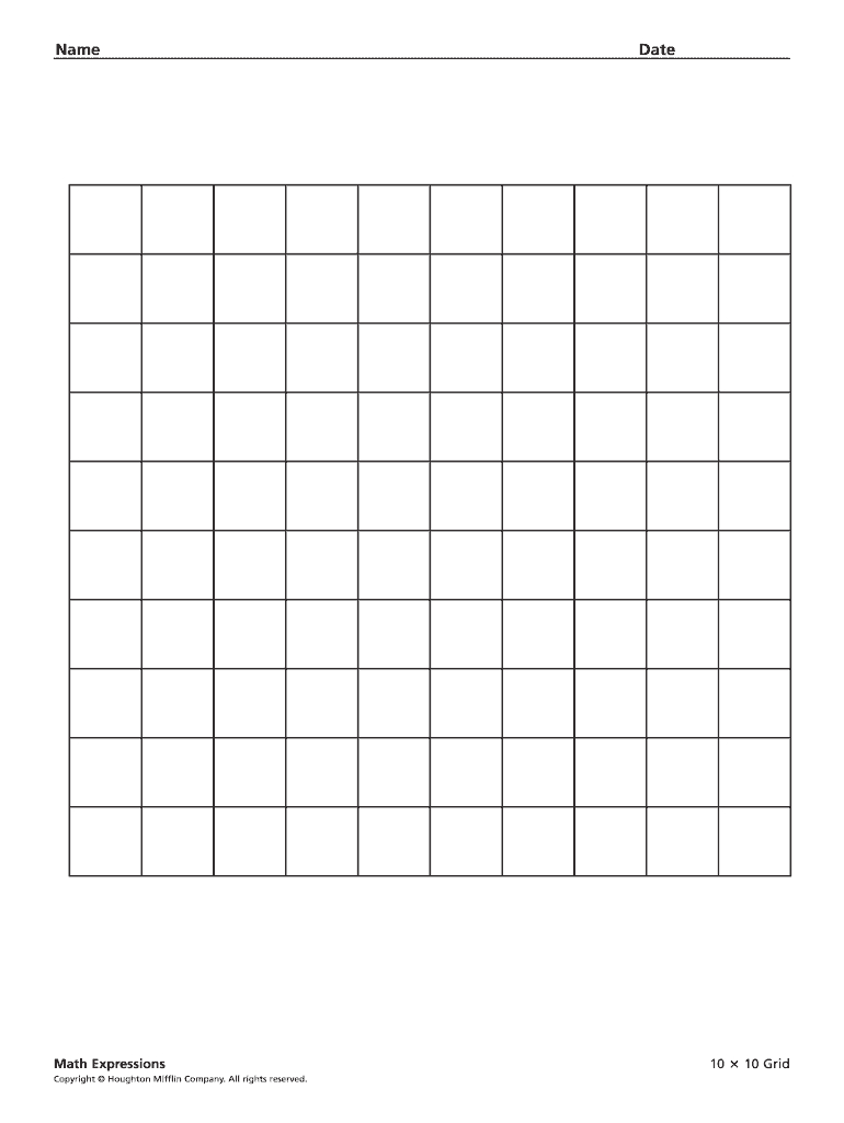 10X10 Grid - Fill Online, Printable, Fillable, Blank | Pdffiller with Printable 10X10 Multiplication Grid