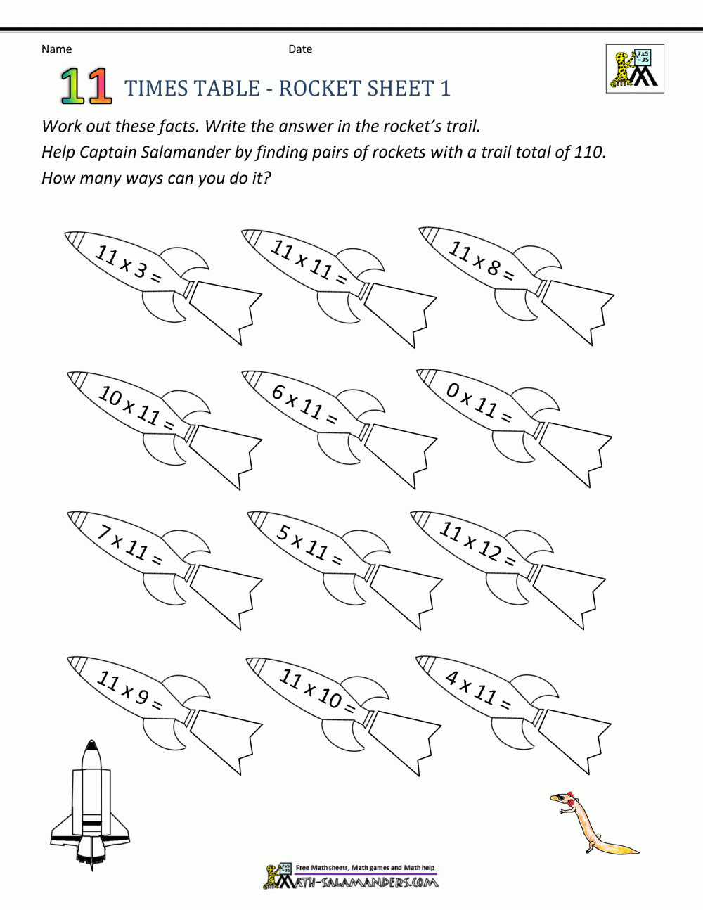 11 Times Tables Worksheets within Printable Multiplication By 11