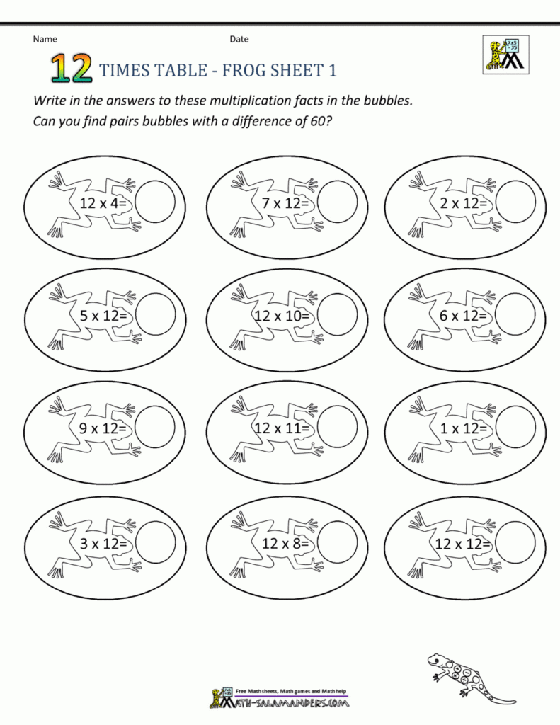 12 Times Tables Worksheets Inside Multiplication Worksheets X12
