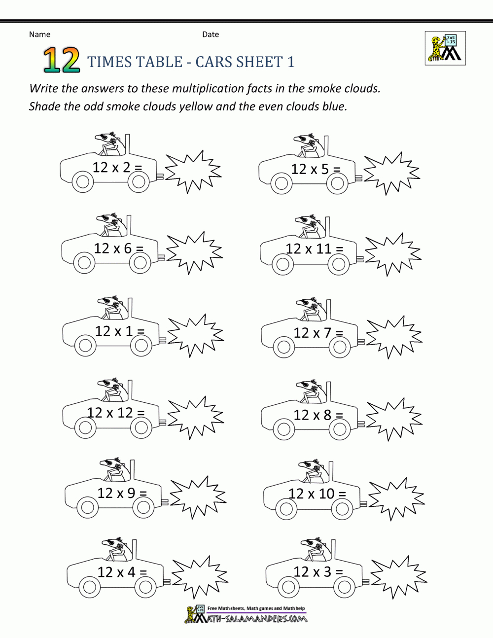 12 Times Tables Worksheets with regard to Printable Multiplication By 12