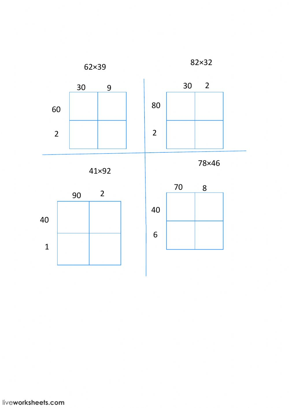 2 Digit Multiplication With An Area Model - Interactive pertaining to Multiplication Worksheets Using Area Model