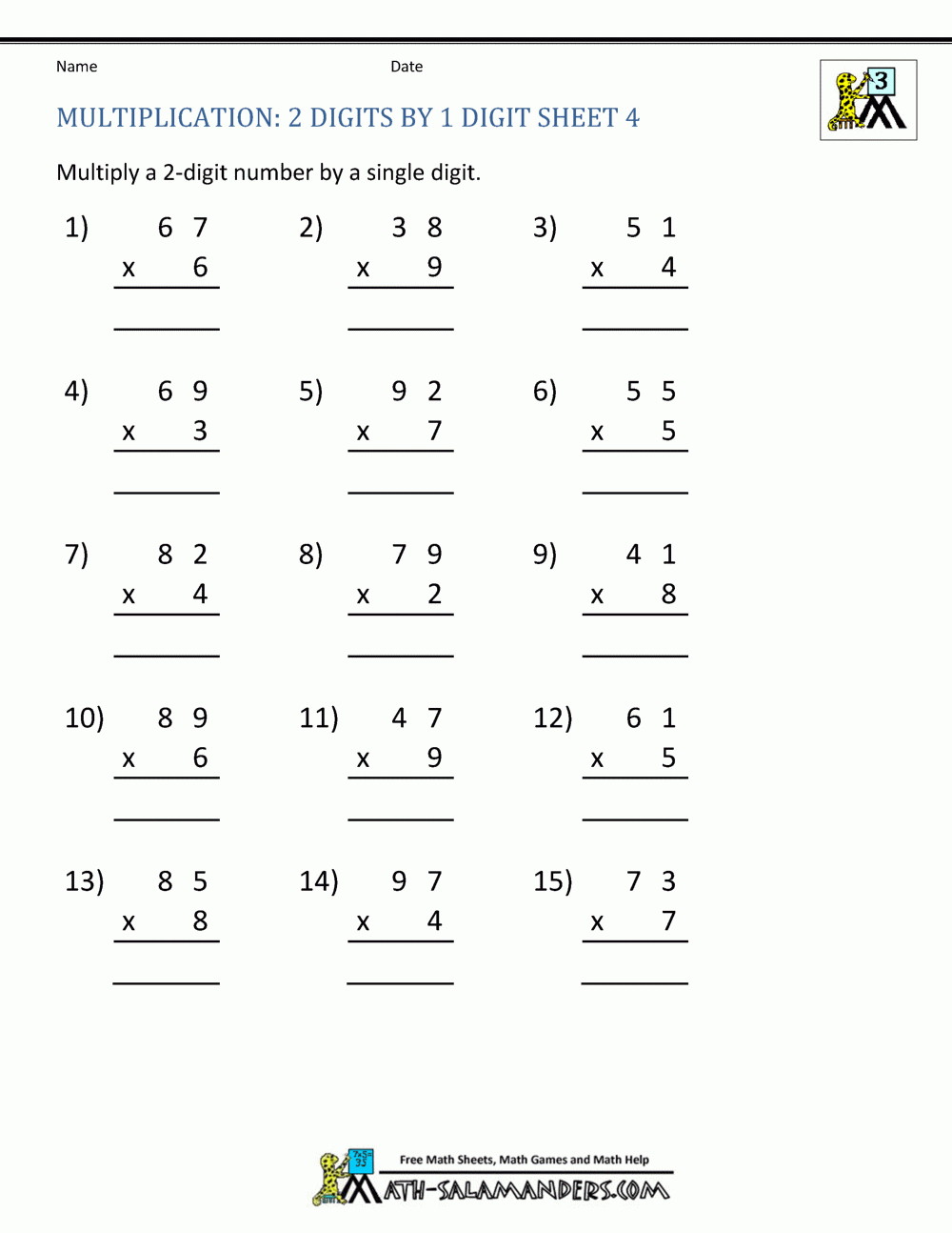 Printable Multiplication Facts Worksheets ...