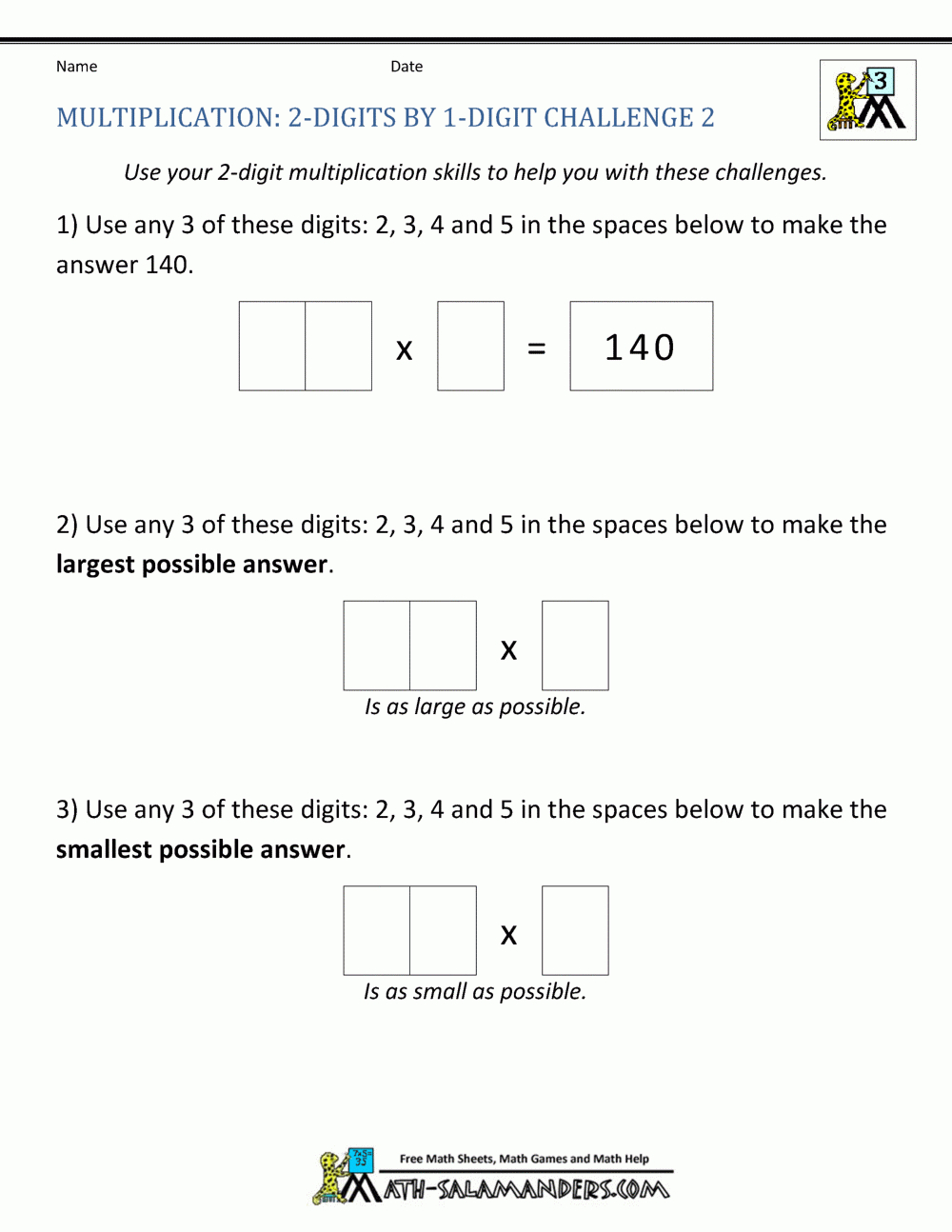 2 Digit Multiplication Worksheet throughout Free Printable Multiplication Drills