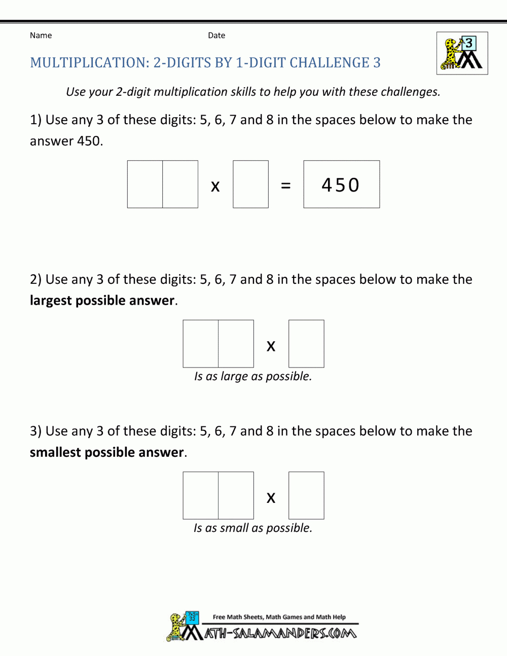 2 Digit Multiplication Worksheet throughout Multiplication Worksheets Numbers 1-6