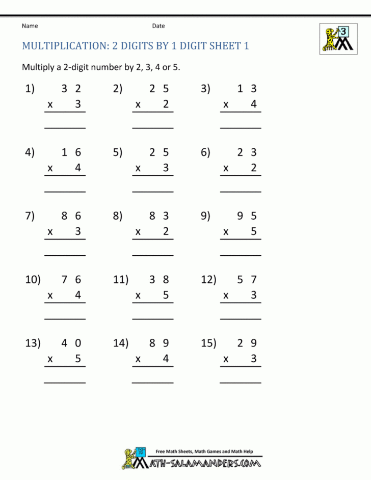 2 Multiplication Printable