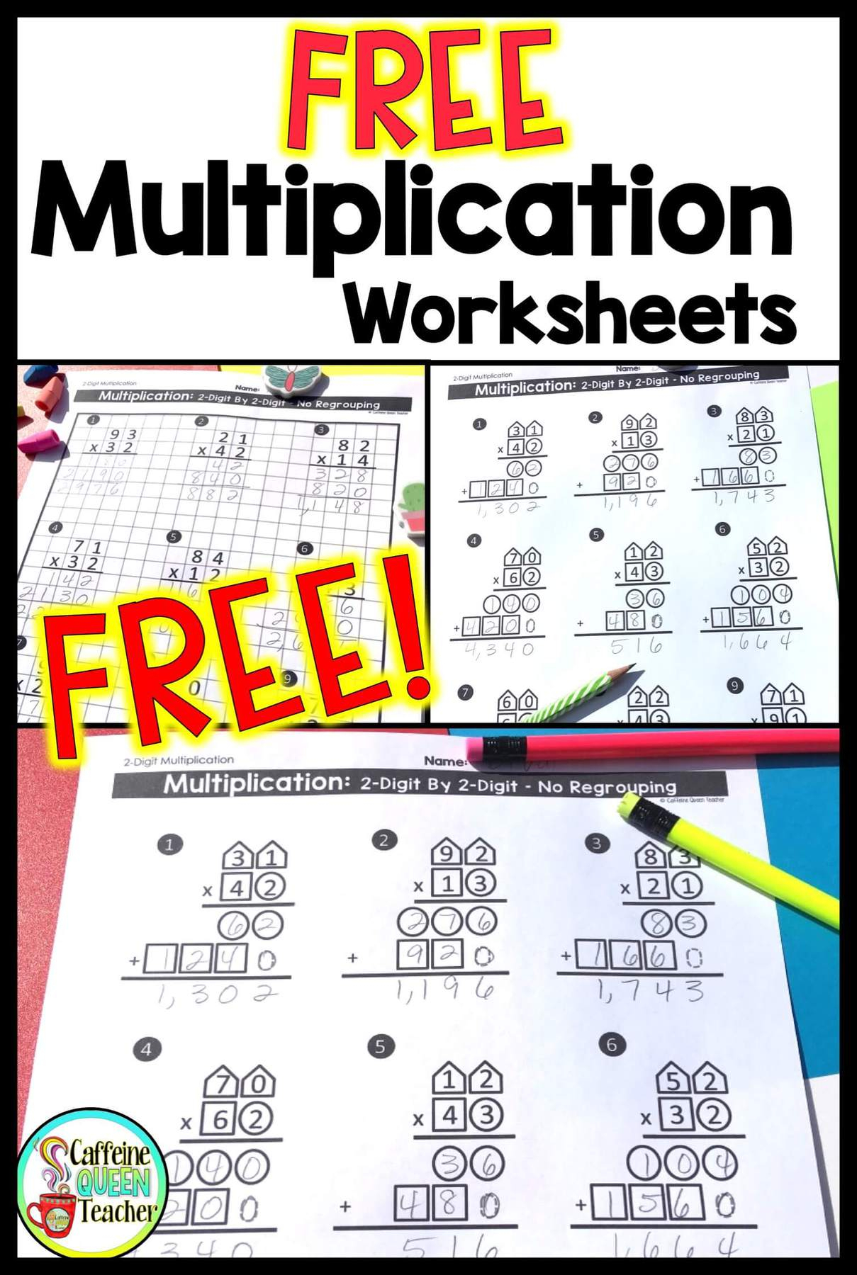 2-Digit Multiplication Worksheets: Differentiated - Caffeine throughout Multiplication Worksheets On Graph Paper