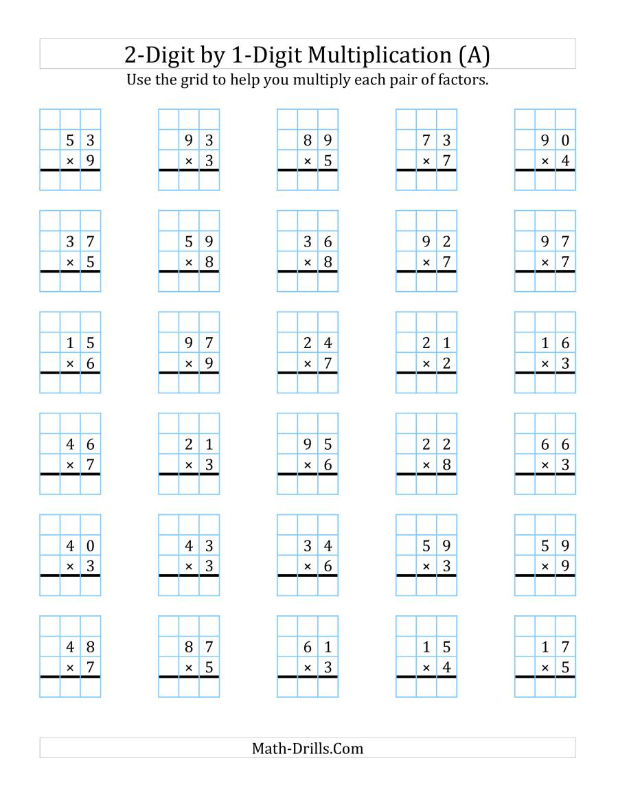 2-Digit1-Digit Multiplication With Grid Support (A) throughout Multiplication Worksheets On Graph Paper 2-Digit1-Digit Multiplication With Grid Support (A) throughout Multiplication Worksheets On Graph Paper