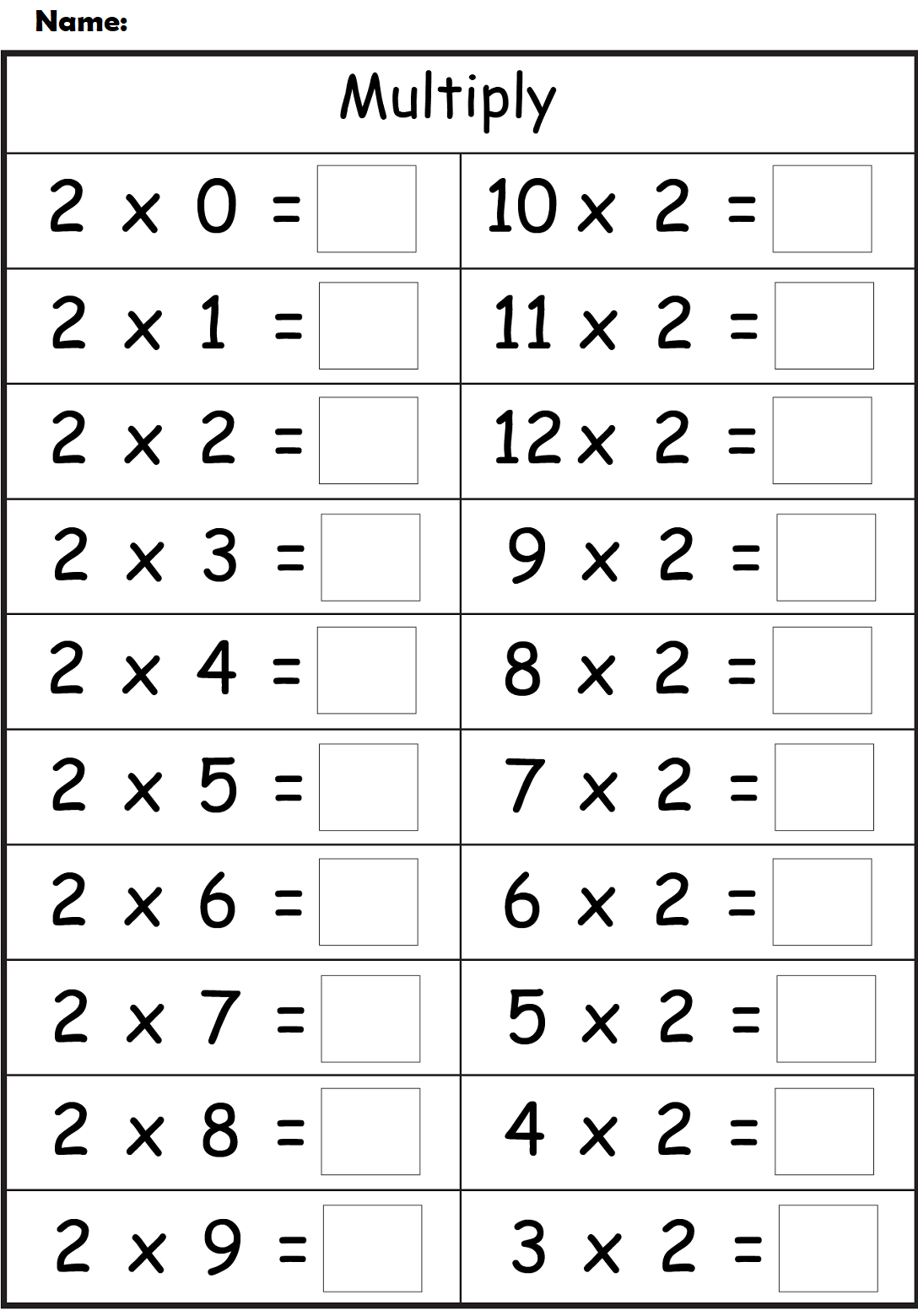 2 Times Table Worksheets | Printable Shelter pertaining to Printable 2 Multiplication Table