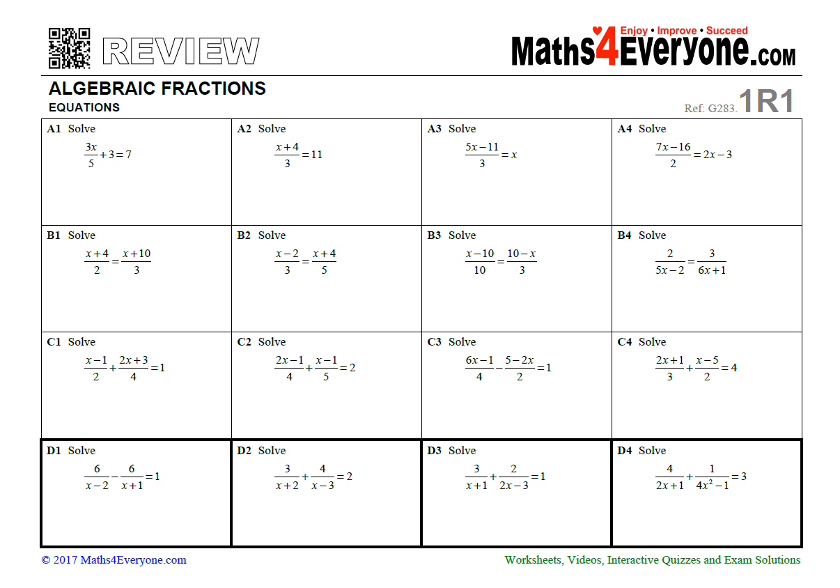 23 Free Fractions Worksheets And Resources For Ks4 Maths regarding Multiplication Worksheets Ks4