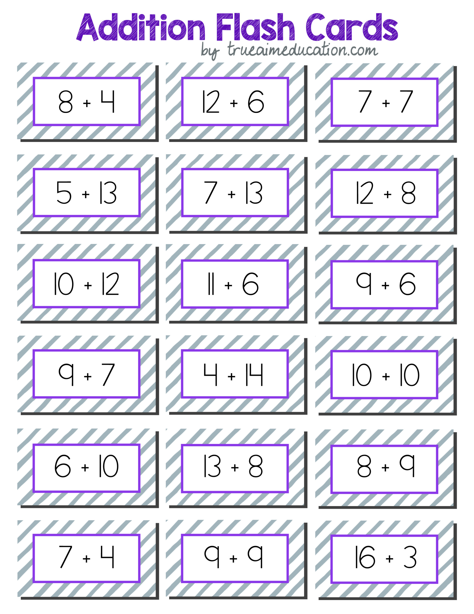 26 Fun Addition Flash Cards | Kittybabylove regarding Free Printable Horizontal Multiplication Flash Cards