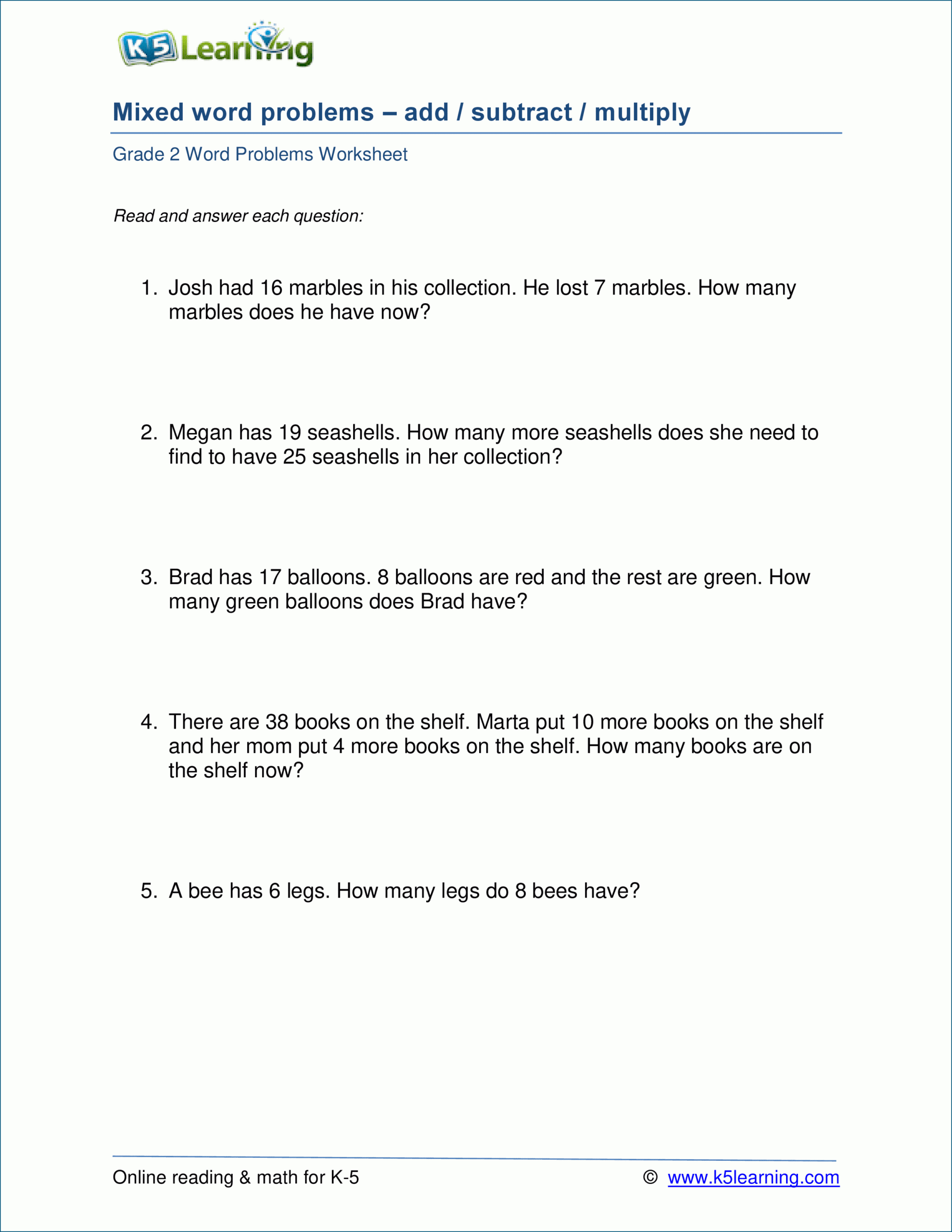 2Nd Grade Math Word Problem Worksheets – Free And Printable for Multiplication Worksheets K5 2Nd Grade Math Word Problem Worksheets - Free And Printable for Multiplication Worksheets K5