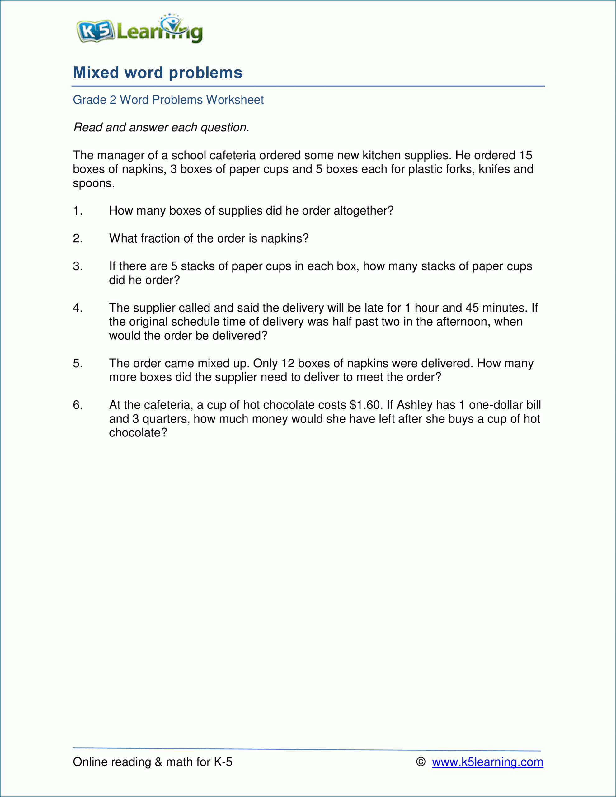 2Nd Grade Math Word Problem Worksheets – Free And Printable regarding Multiplication Worksheets K5 Learning 2Nd Grade Math Word Problem Worksheets - Free And Printable regarding Multiplication Worksheets K5 Learning