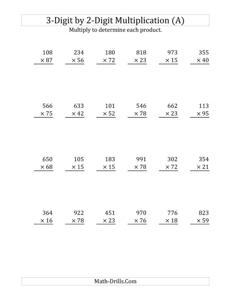 3 Digit2 Digit Multiplication (A) Math Worksheet Pertaining To Multiplication Worksheets 3 Digit By 2 Digit Pdf 3 Digit2 Digit Multiplication (A) Math Worksheet Pertaining To Multiplication Worksheets 3 Digit By 2 Digit Pdf