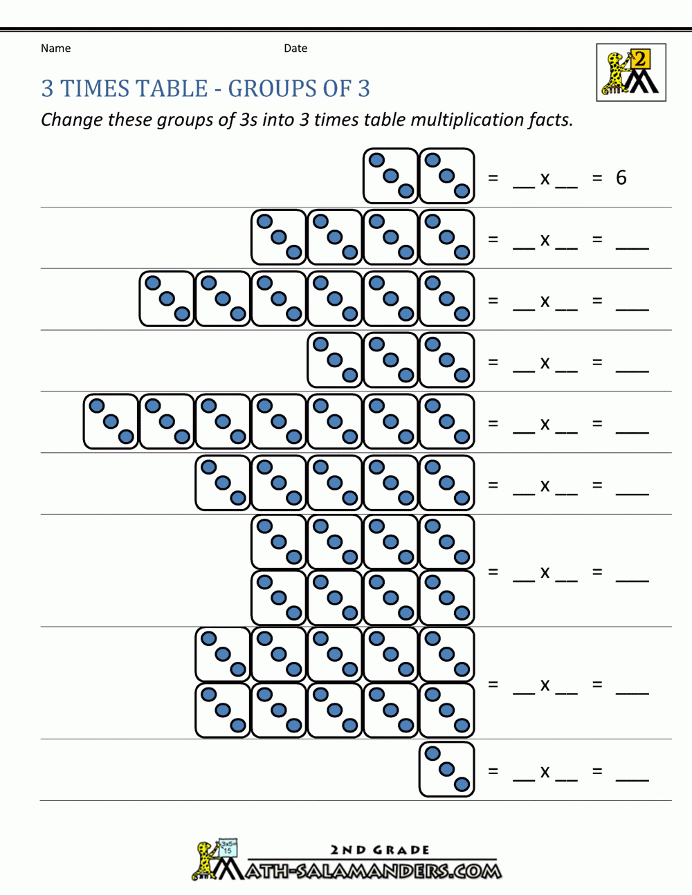 3 Times Table for Multiplication Worksheets 3 Times Tables