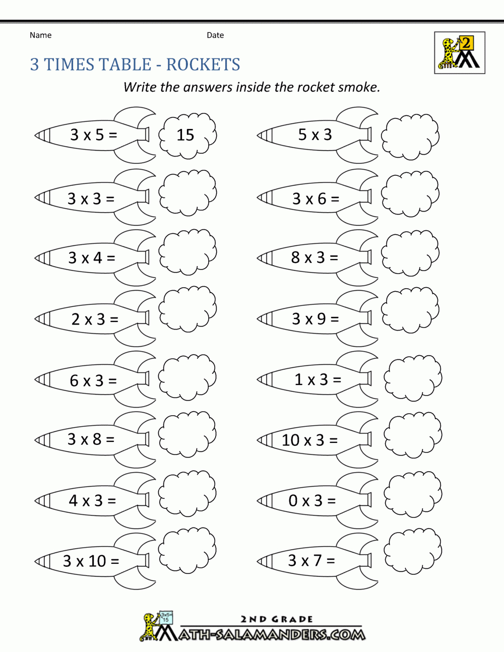 3 Times Table in Multiplication Worksheets 2 And 3 Times Tables