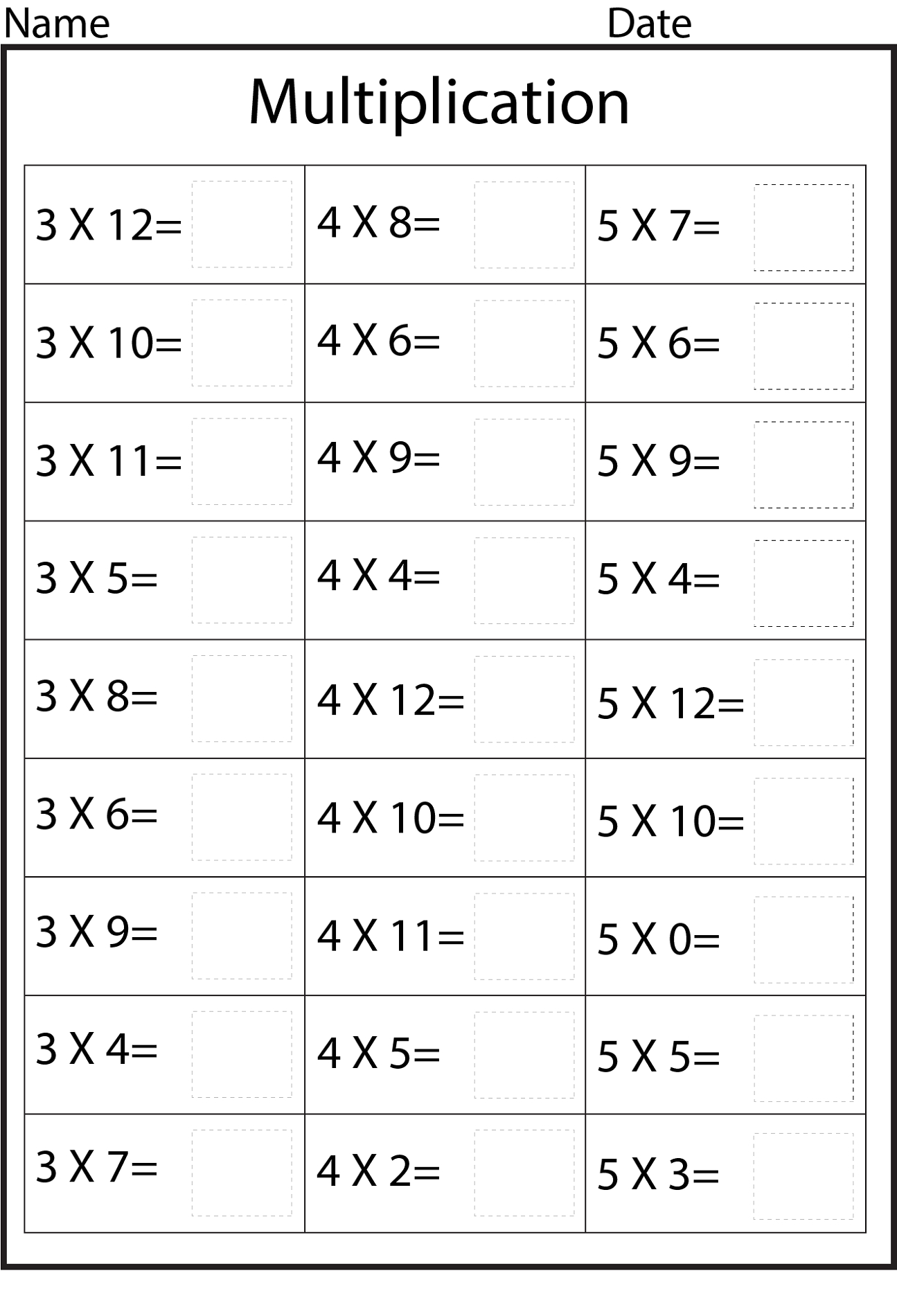 3x Multiplication Worksheets