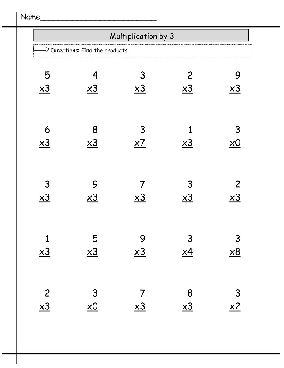 60 Second Multiplication Worksheet 3s