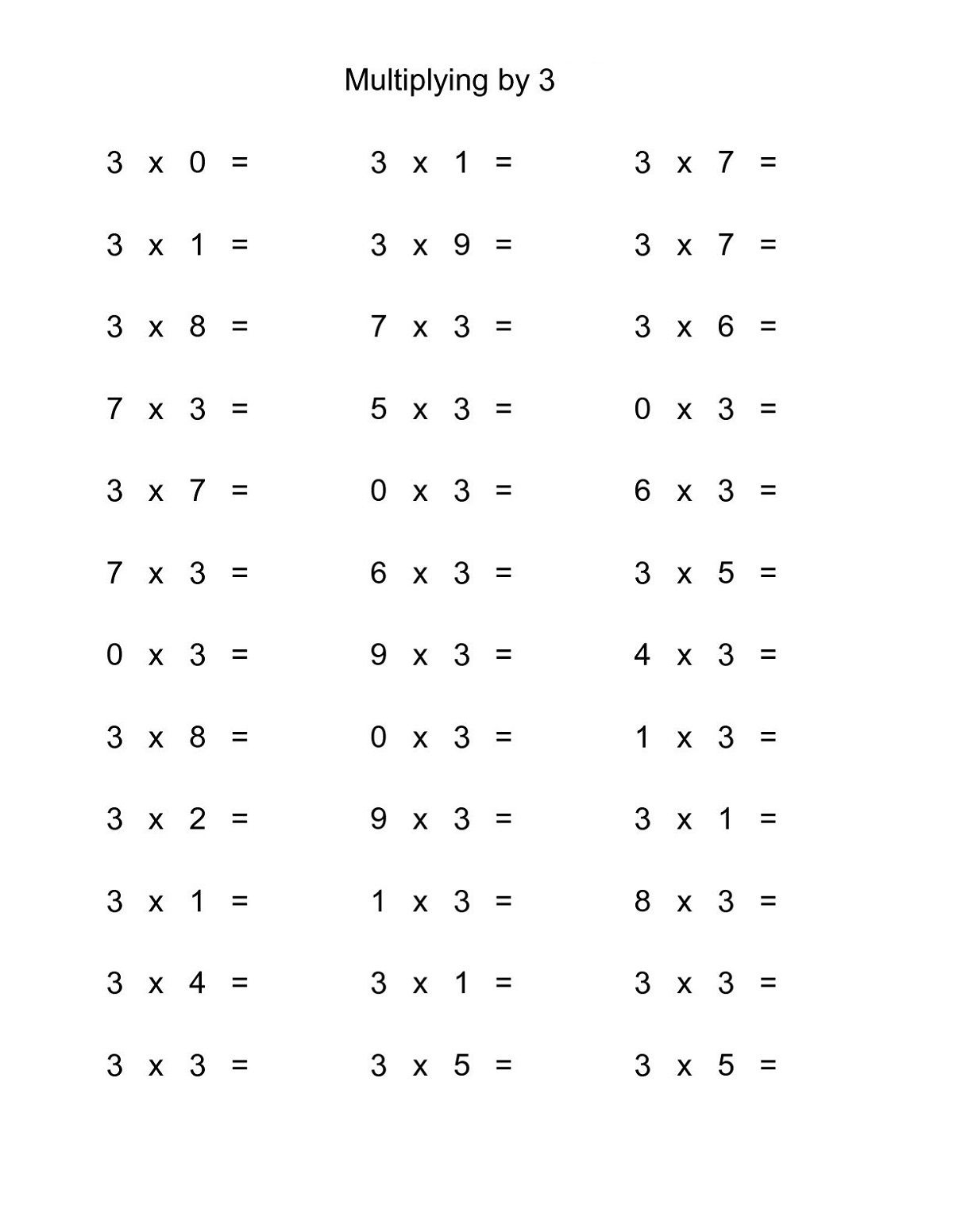 3 Times Tables Worksheet Fun | Kiddo Shelter | Math Fact within Printable Multiplication Worksheets 3 Times Table