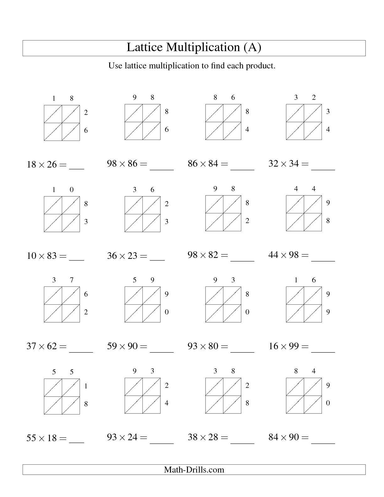 3 Worksheet 37 Multiplication Fill In The Blank The 2 Digit intended for Printable Lattice Multiplication Worksheets
