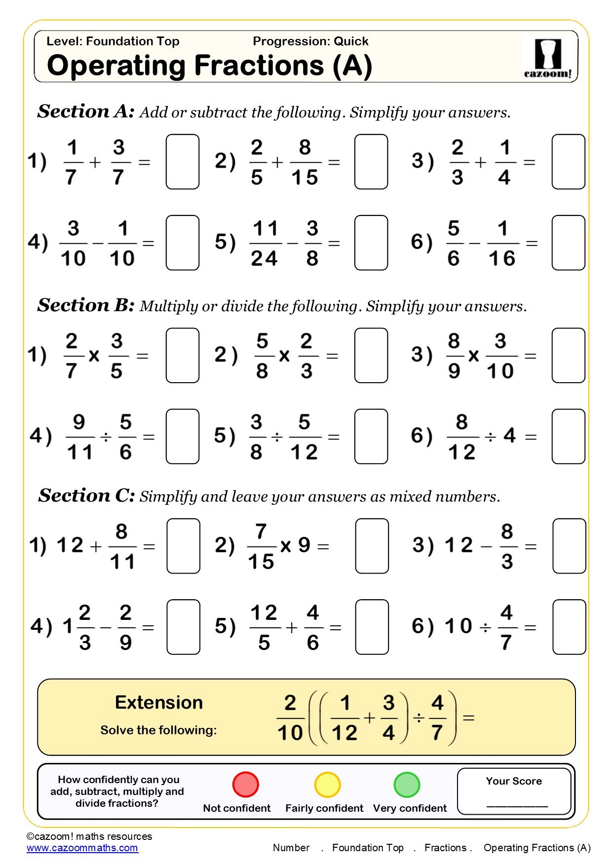 fraction worksheets year 4 uk