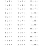 36 Horizontal Multiplication Facts Questions -- 110-12 (A) inside Free Printable Horizontal Multiplication Flash Cards