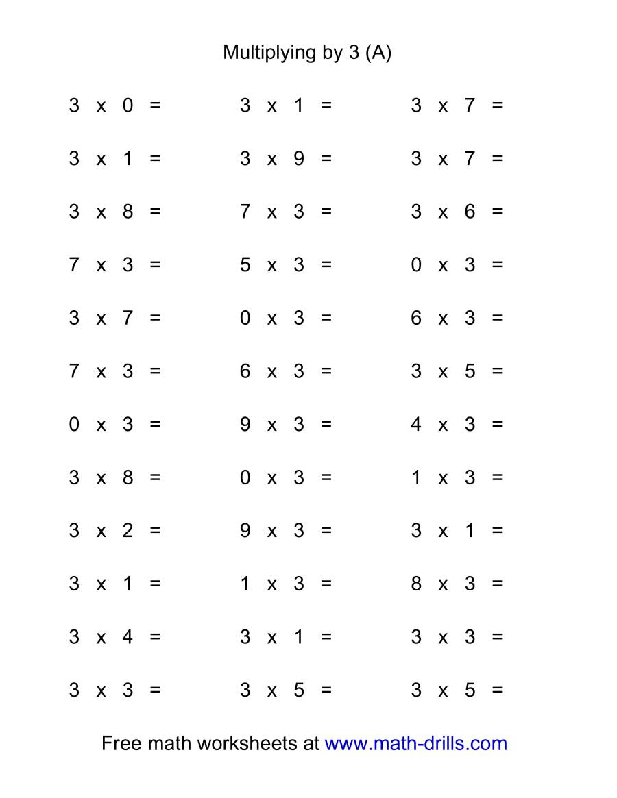 36 Horizontal Multiplication Facts Questions -- 30-9 (A) regarding Printable Multiplication Flash Cards 0-9