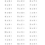 36 Horizontal Multiplication Facts Questions -- 60-12 (A inside Printable Multiplication Facts 2S