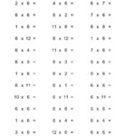 36 Horizontal Multiplication Facts Questions -- 60-12 (A inside Printable Multiplication Facts 2S