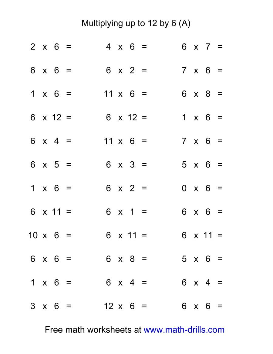 36 Horizontal Multiplication Facts Questions — 60-12 (A intended for Multiplication Printable 12 36 Horizontal Multiplication Facts Questions -- 60-12 (A intended for Multiplication Printable 12