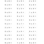 36 Horizontal Multiplication Facts Questions -- 90-9 (A) in Worksheets On Multiplication