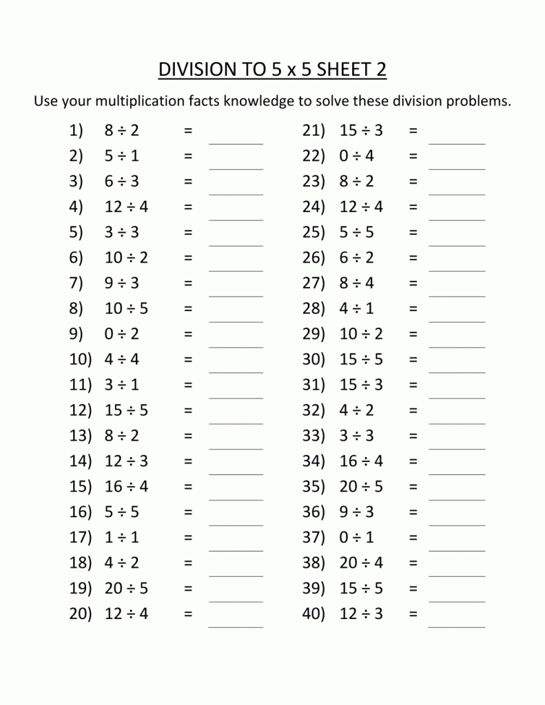 3Rd Grade Division Worksheets | Printable Multiplication in Printable 2&amp;#039;s Multiplication Quiz
