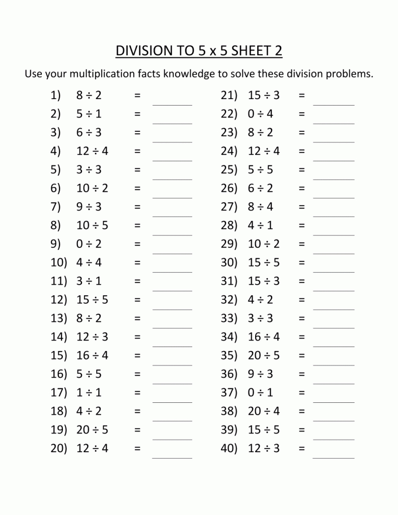 3Rd Grade Division Worksheets | Printable Multiplication in Printable 2's Multiplication Quiz