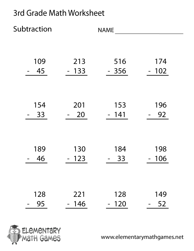 3Rd Grade Math Subtraction Worksheets - Post Date : 21 Dec within Free Printable Multiplication Worksheets 7Th Grade