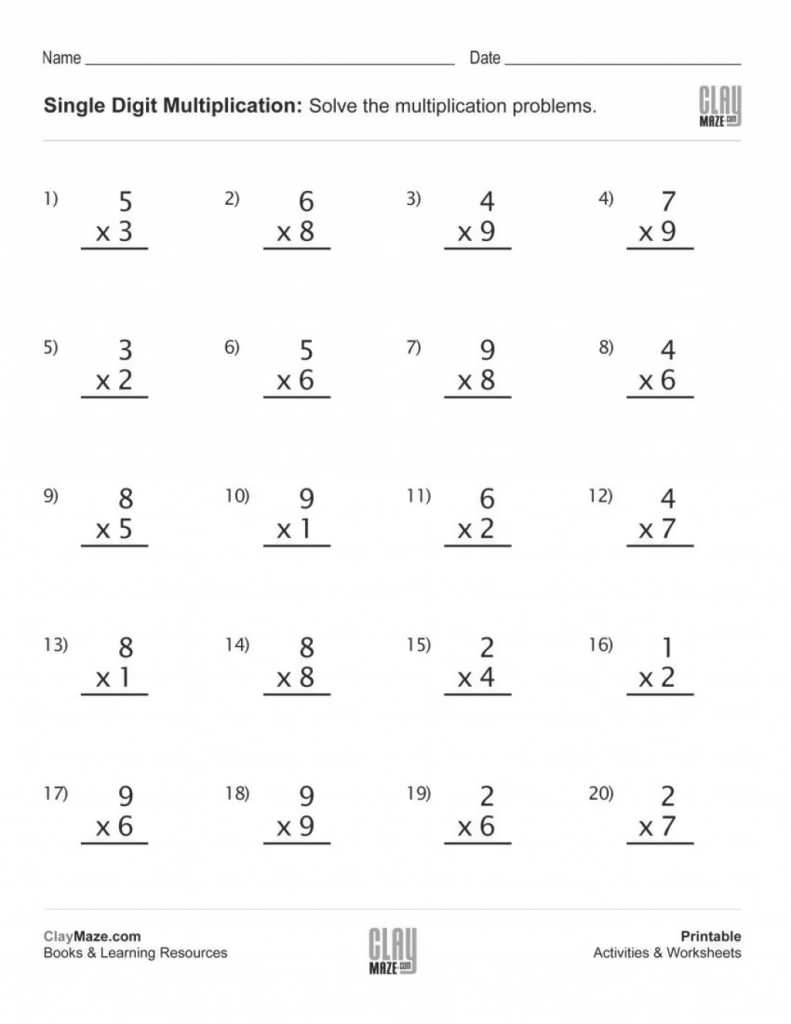 Multiplication Printable Kumon Math Worksheets Pdf
